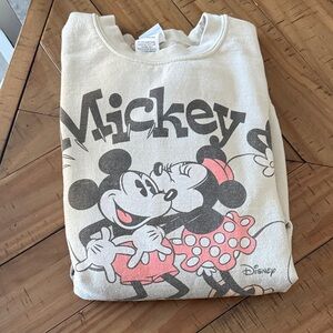 Junk Food Clothing Cream Disney Mickey & Minnie Sweatshirt